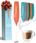 Elementi Powerful Frother Wand – Lightweight Milk Frother & Drink Mixer Handheld, Matcha Whisk for Dreamy Lattes, Powerful Coffee Mixer Wand & Stirrer - Make Creamy Cappuccinos at Home (Orange)