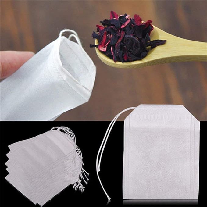 Tea Bags Disposable Tea Filter Bags Tea infusers Empty | Muslin Drawstring Seal Filter Drawstring Herb Loose Tea Bag 400 Pack (400, 2.76" x 1.97")