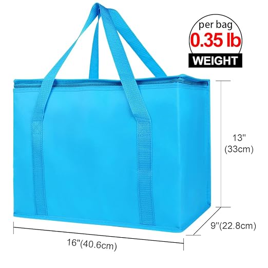 Bodaon 5-Pack Cooler Insulated Food Delivery Bag, Thermal Hot Pizza, X-Large Bags for Grocery/Catering/Shopping, Rideshare Delivery Bag, Large Cold Frozen Accessories, Blue