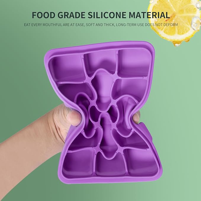 Tvmania Ice Cube Trays Set of 2, 15-Cube Silicone Molds with Removable Lids | Stackable, easy release, BPA-free, reusable, for freezer and whiskey