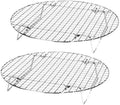 2 Pack Cooking Racks 10.5 inch Grids Steamer Baking Round Cooling Racks with Folding Feet Dehydrator Trays Stackable Barbecue Carbon Grates for Air Fryer