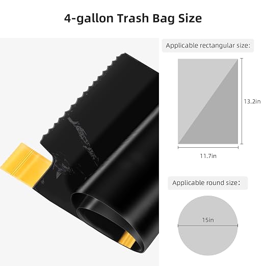 MOPALL Small Drawstring Trash Bag,Easy to Tear and Pack,4 Gallon Garbage Bags,75 Counts