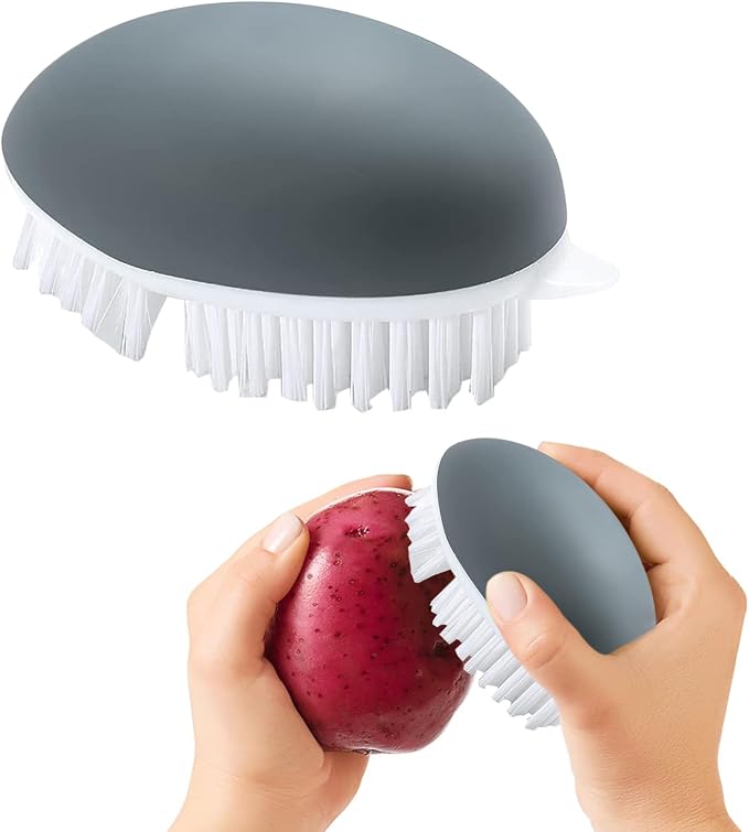 2pcs Vegetable Brush w/Dots Remover - Potato Scrubber Brush | Soft and Stiff Bristles,Fruit and Veggie Brushes for Cleaning Food, Corn Silk,for Carrots, Apples, & Mushrooms