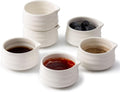 Ceramic Small Sauce Bowls with Spout, White, 3OZ, Set of 6 | Mini Prep Bowls, Small Condiment Dish/Pinch Set for Sushi/Ketchup/BBQ, Dishwasher & Oven Safe, Easy to Clean