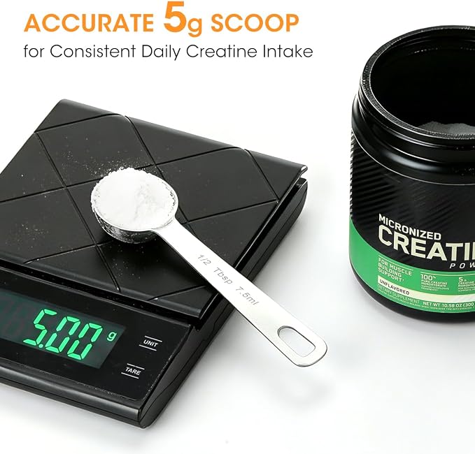 Aieve 5g Creatine Scoop,2 Pack Stainless Steel Measuring Scoops for Creatine Monohydrate Powder, Accurate 5 Gram Portion for Consistent Daily Intake