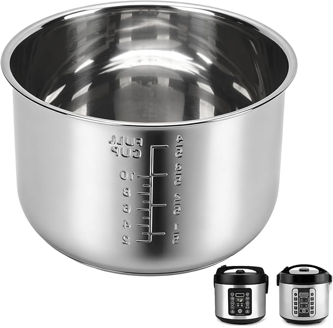 Rice Cooker Replacement Pot Compatible with Aroma ARC-1020SB & ARC-1120SBL | 5L/20-Cup Stainless Steel Rice Cooker Bowl, Dishwasher Safe Inner Pot with Even Heating for Rice,Soup & Meal Prep