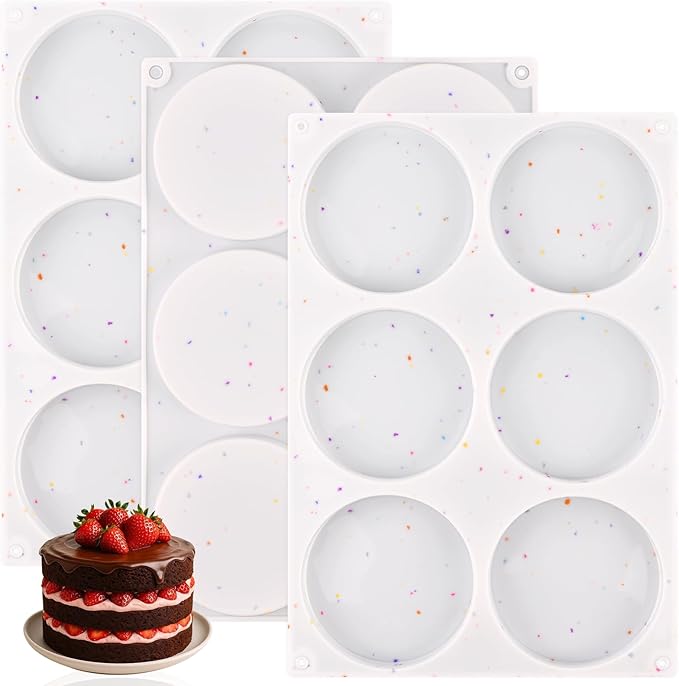 HUAKENER 3 Pcs Silicone Muffin Top Pan for Baking, 4 Inch Round Baking Mold | Non-Stick Silicone Egg Molds for Mini Cake, Muffin Top, Dessert, Hamburger, Sandwiches Making