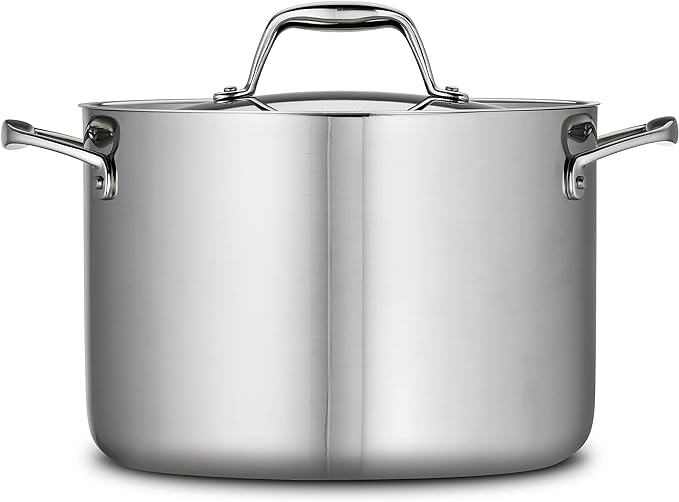 Tramontina Signature Tri-Ply Clad Stainless Steel 8-Quart Stock Pot | Induction-Ready Pasta Pot, Dishwasher-Safe, NSF-Certified, Made in Brazil