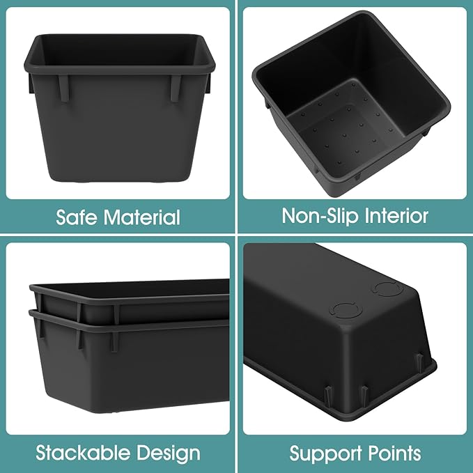 25 PCS Plastic Drawer Organizer Set, Makeup Organizers and Storage Bins | 4 Sizes Desk Drawer Divider Organizers and Storage Bins for Jewelry, Gadgets for Kitchen, Bedroom, Bathroom, Deep Black