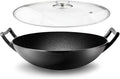 Cast Iron Wok with Lid, Cookware with Handles, Including Induction (12 inch with Lid)