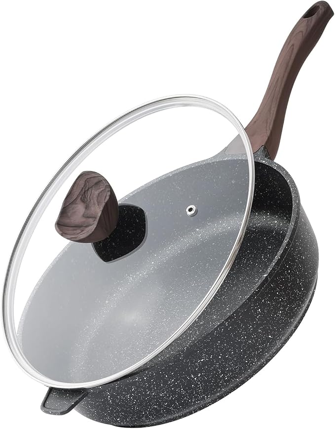 Kordisen Nonstick Deep Frying Pan Skillet with Lid, 11 Inch | Saute Pan, Healthy, Induction Compatible, PFOA Free