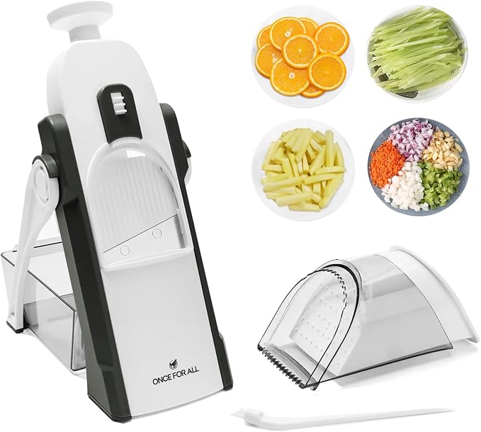 ONCE FOR ALL Upgrade Safe Mandoline Slicer Plus, Adjustable Vegetable Slicer DarkGray