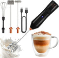 Zulay Kitchen Rechargeable Milk Frother Handheld - Frother Wand, Drink Mixer, Electric Whisk Frother, for Cappuccinos, Matcha & Protein Powder - Dynamic 3 Whisk, 3 Speed 500mAh Black Copper