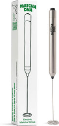 Matcha DNA Handheld Milk Frother Wand, Electric Stainless Steel Whisk Mixer | Stainless Steel Whisk, Lightweight Battery-Operated Design, Mixes Coffee, Matcha Lattes, Protein Shakes & Other Drinks