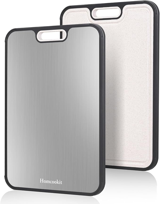 Titanium Cutting Board, Double Sided Wheat Straw, Non-Slip 16x11 | Double Sided Pure Titanium & PP,Non-Slip Edge for Countertop,Easy Clean, Stain & Odor Free,Large Size 16" x 11"