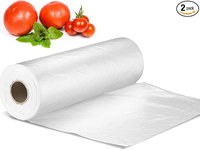 12" X 16" Plastic Produce Bag on a Roll, Bread and Grocery Clear Bag, 350 Bags/Roll (2 Rolls)