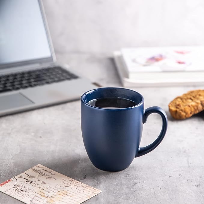 AmorArc 16 oz Coffee Mugs Set of 6, Large Ceramic Coffee Cups-Matte Blue | Classic Coffee Mugs Set for Men,Women,Tea/Latte/Cappuccino/Cocoa. Dishwasher&Microwave Safe