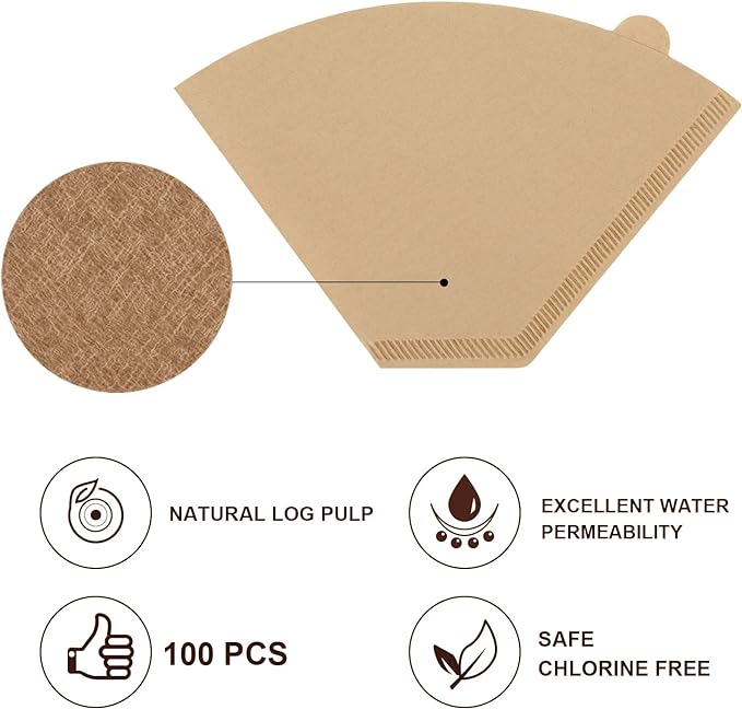 100 Pcs Disposable Coffee Filters #4 for Ninja Coffee Maker | Unbleached Coffee Filters for Ninja Coffee Bar Brewer 8-12 Cups, Compostable, Saing-Time, Tear-Resistant, Non-Residue