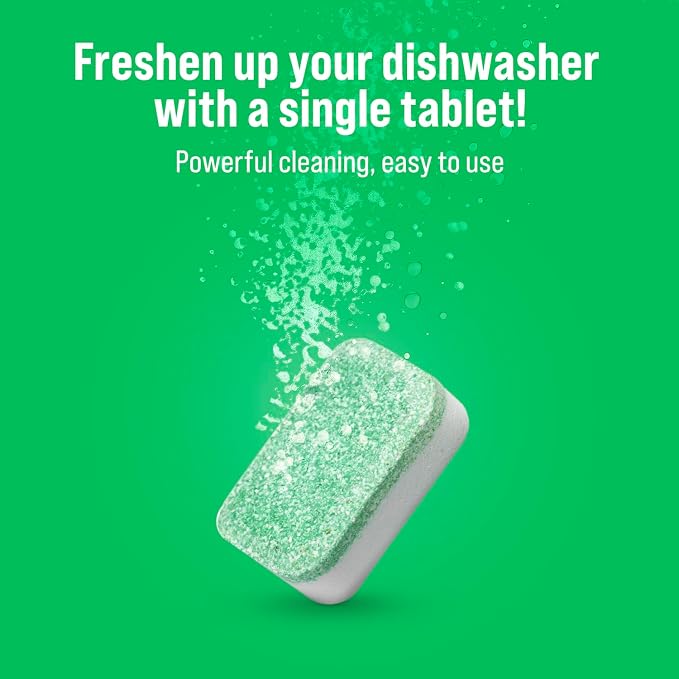 Rockin' Green Dishwasher Cleaner Citrus Lime Tablets 8 Pack | Deep Cleaning, Deodorizing, for Dishwashers Washing Machines Garbage Disposals, Removes Odor and Residue