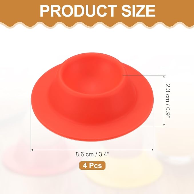 uxcell 4 Pack Soft Boiled Egg Holder, Nonstick Silicone Egg Poacher Cups Poached Cups Kitchen Breakfast Gadget for Microwave Air Fryer Stove Top Cooking Boiled Poached, Red