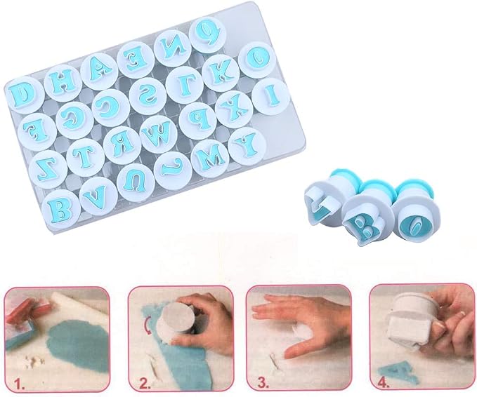 Hoypeyfiy 26PCS/Set Cookie Stamp Impress Cookie Cutters Alphabet Letter and Number Cake Biscuit Mold Shape DIY Cookie Biscuit Alphabet Cake Tool Embosser Cutter (Upper Case Shape)