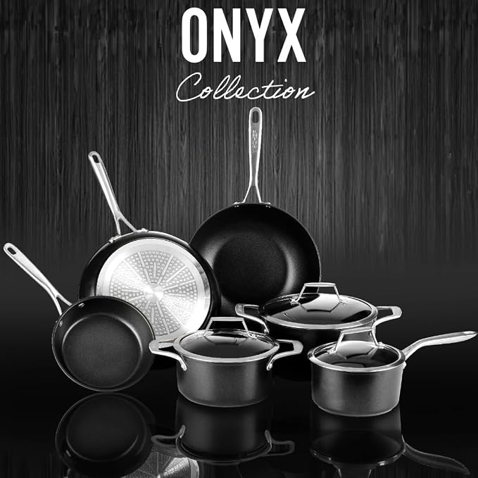 TECHEF - Onyx Collection 8-Inch Nonstick Frying Pan Skillet, PFOA-Free, Dishwasher Oven Safe, Stainless Steel Handle, Induction-Ready, Made in Korea (8-inch)