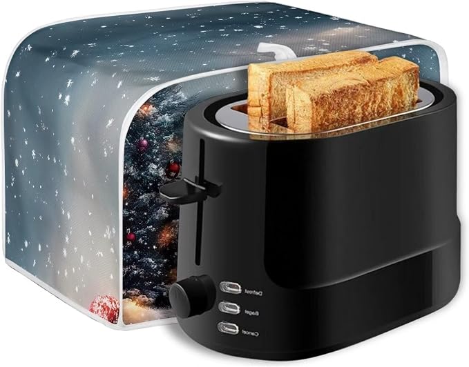 Christmas Toaster Cover 2 Slice Dustproof Toaster Bread Maker Cover Small Kitchen Appliance Fingerprint Protection Kitchen Xmas Decor, Snowman Pattern