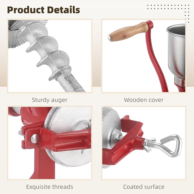 Corn Grinder Grain Manual,Cast Iron Crank Corn Grain Mill Grinder with High Hopper,Hand Powered Flour Mill,Wheat Grinder with Adjustable Coarseness & Wooden Handle for Home,17.7" Tall & 5.5" Hopper
