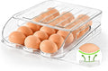 SMRCAD 18-Egg Dispenser with Silicone Bumpers, Auto-Rolling, Stackable | BPA-free food-grade PET | Stackable with lid | Built-in handle | 11.92"L x 8.85"W x 2.9"H | Hand wash only