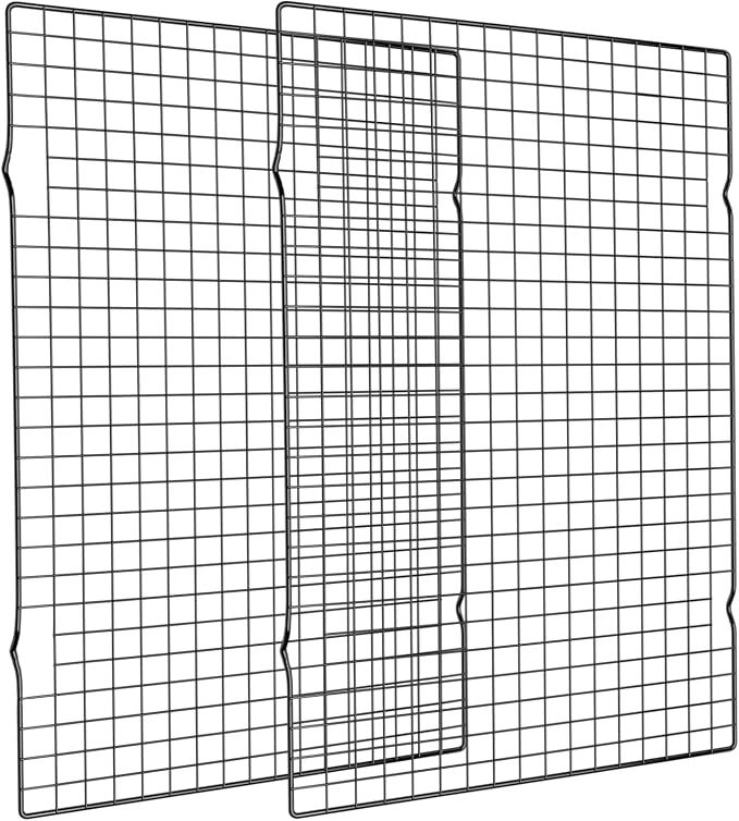 2PCS Cooling Rack for Cooking and Baking, 16" x 10" Wire Rack, Black | Thick Wire Rack, Oven & Dishwasher Safe, for Roasting, Grilling, Drying, Fits Half Sheet Pan