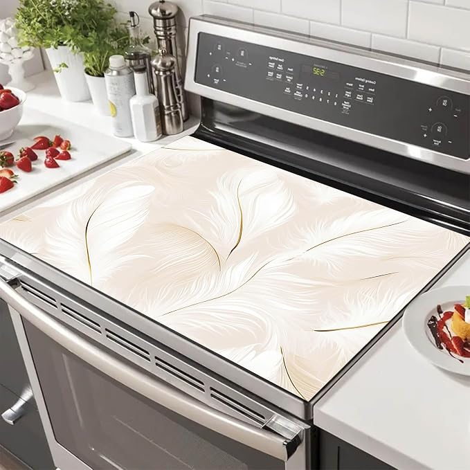 HOMETITUTE White Feather Stove Top Cover 28x20 Diatomite Heat Resistant Mat