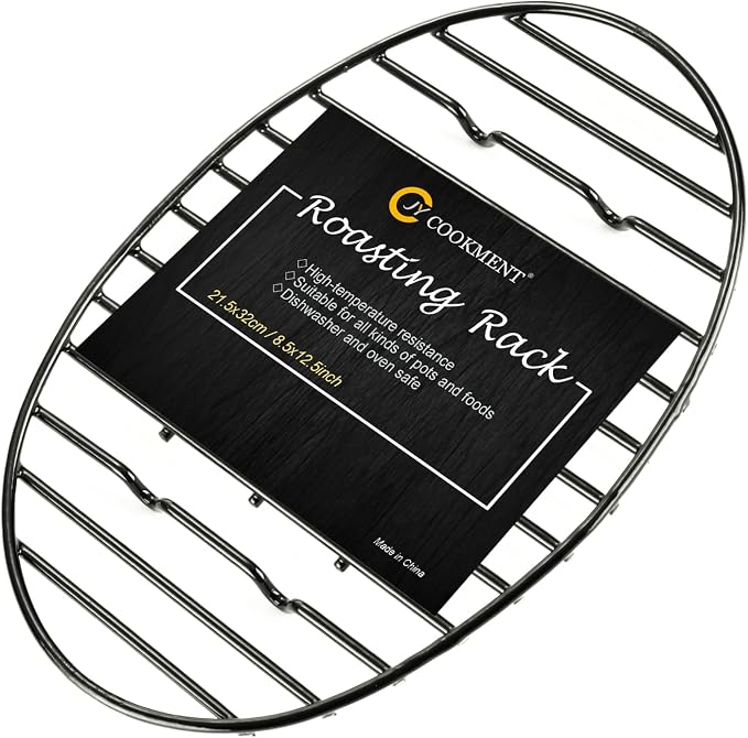 Roasting Rack with Integrated Feet, Cooling Drying Rack With Enameled Coating, PTFE Free, Great for Cooking, Roasting, Drying, Grilling, Dishwasher Safe (12.5"x8.5")