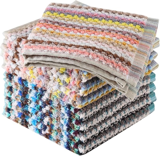 Kitchen Dish Cloths for Washing Dishes, 100% Cotton Dishcloths | High Absorbent, for Cleaning Drying Wiping, Dish Rags, Quick Dry, Kitchen Wash cloths 12x12 Inches