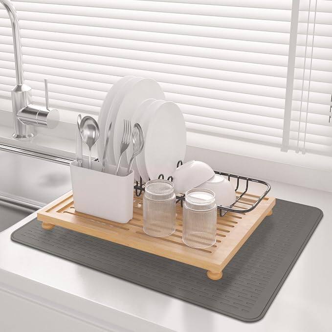 Stove Top Cover for Electric Stove- Range Covers for Electric Stove,Silicone XXL Dish Drying Mat, Glass Cooktop Covers, Flat RV Range top Mats (Gray, 30"x21")