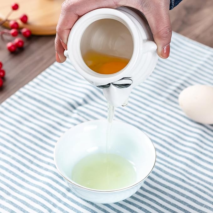 Funny Egg Separator Kitchen Gadget, Cartoon Ceramic Egg White and Yolk Separator Mug, Dishwasher Safe, Creative Gag Gift Fun White Elephent Gift