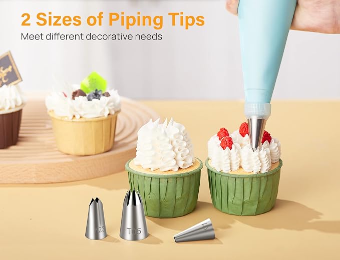 Kootek 54 Piping Bags and Tips Set Frosting Piping Kit for Beginners & Pros | Storage Case, Baking Supplies Kit, 48 Numbered Icing Piping Tips, 2 Reusable Piping Bags, for Cupcake Cookie Cake Decorating