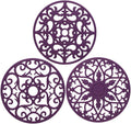 ME.FAN Trivets for Dishes/Pots/Pans, 3 Pcs Silicone Mats, Flexible/Durable/Non Slip Hot Pads to Protect Table and Counter Top (Purple)