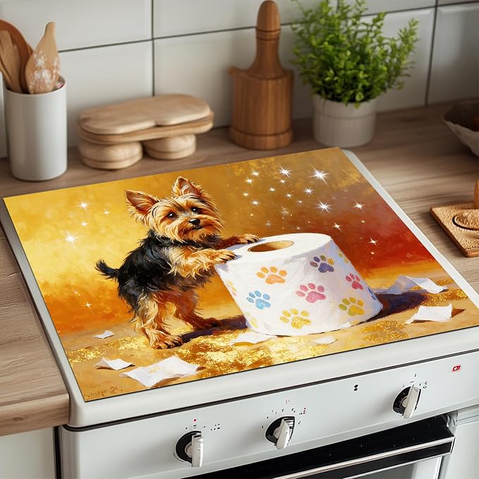 HOMETITUTE Spring Stove Top Cover 28x20 Dog Paw Artwork Heat Resistant Protector