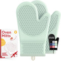 Kitsure Silicone Oven Mitts, Set of 2, Heat Resistant, Oven Gloves with Soft Lining, Non-Slip Kitchen Essentials, Kitchen Gadgets, Apartment Essentials, Great Gift for Cooking, Baking, Mint Green