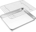 E-far Baking Sheet with Wire Rack Set, 12.5" x 9.7" (1 Pan +1 Cooling Rack) | Stainless Steel Sheet Pan with Cooling Rack for Oven, Metal Broiling Tray for Cooking Roasting, Non-Toxic, Dishwasher Safe