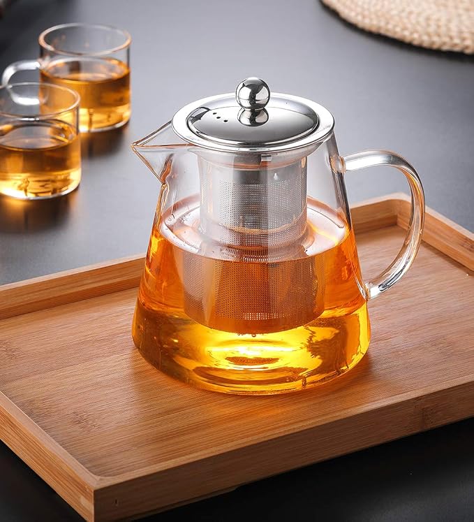 TMOST Glass Teapot with Infuser Tea Pot 950ml/32oz Tea Kettle Stovetop Safe Blooming and Loose Leaf Tea Maker Set (32oz/ 950ml)
