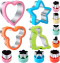 Sandwich Cutters for Kids Lunch 12 Pcs | Cookie Cutters Set, Vegetable Fruit Cutters Shapes, Stainless Steel, Biscuit Cutters, Dinosaur Mouse Heart Star