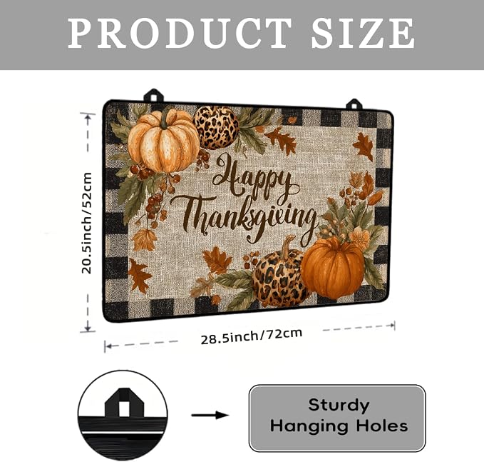 Thanksgiving Day Stove Top Cover for Electric Stove Fall Heat Resistant Glass Cooktop Cover,Check Pattern Glass Cooktop Protector,Autumn Maple Leaves Stove Top Protector