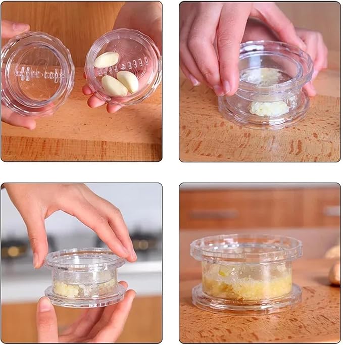 4 Pcs Garlic Presses Clear Plastic Garlic Grinder and Mincer Tool Dishwasher Safe & Easy for Kitchen
