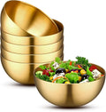Nuogo 6 Pcs Gold Mixing Bowls Stainless Steel Mixing Bowl Decorative Gold Esthetician Bowls Metal Serving Bowl for Facial Cereal Rice Noddle Fruit Kitchen Party Cooking Baking Prepping(7.9 Inches)