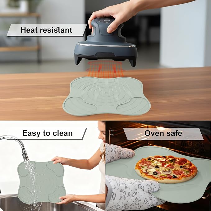 Jalopink Silicone Air Fryer Trivets for Ninja Crispi PowerPod FN101GY FN101SG FN101ST, Heat-Resistant Non-Slip Hot Pads Countertop Protectors (Green,2PCS)