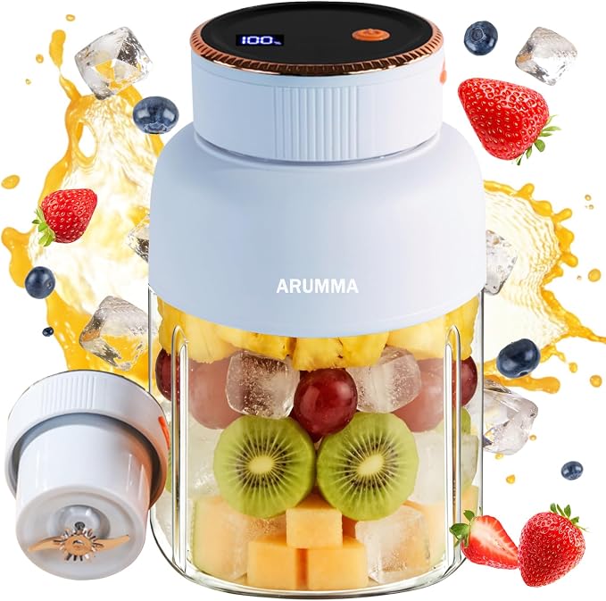 Portable Juice Cup Blender for Smoothies Shakes Fruit Crush Baby Food Maker with Screen 47oz 1350ML USB Cordless Powerful Blades Blending Portable Smoothie Blender for Small Ice Kitchen Outdoor