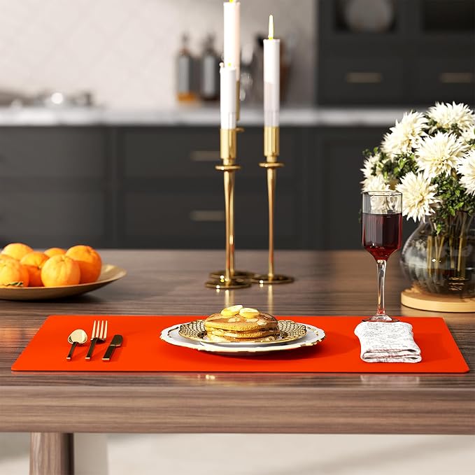 2-Pack Silicone Counter Mats 24”x16”, Orange | 1.5mm thick silicone counter protector, heat resistant & non-slip. Works for air fryer, hot pots, pans and coffee maker.