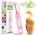 Spring Chef Swivel Vegetable Peeler with Soft Grip Handle, Pink Lemonade | Premium Potato Peeler w/ Ultra Sharp Stainless Steel Blades, Multifunctional Veggie Peeler for Apple, Carrot, Cucumber, Fruit
