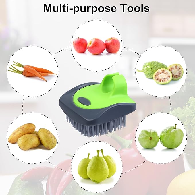 Aodaer Vegetable Brush Potato Scrubber Brush Silicone Hard and Soft Side Fruit Cleaning Tools for Delicate or Tough-Skinned Vegetables